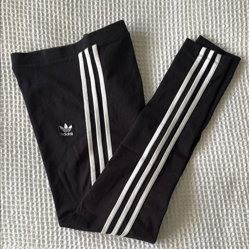 Adidas Black Leggings with Iconic Stripes